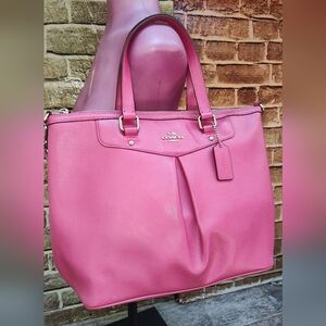 Coach cross Grain pink  Leather Pleated Tote Shoulder bag